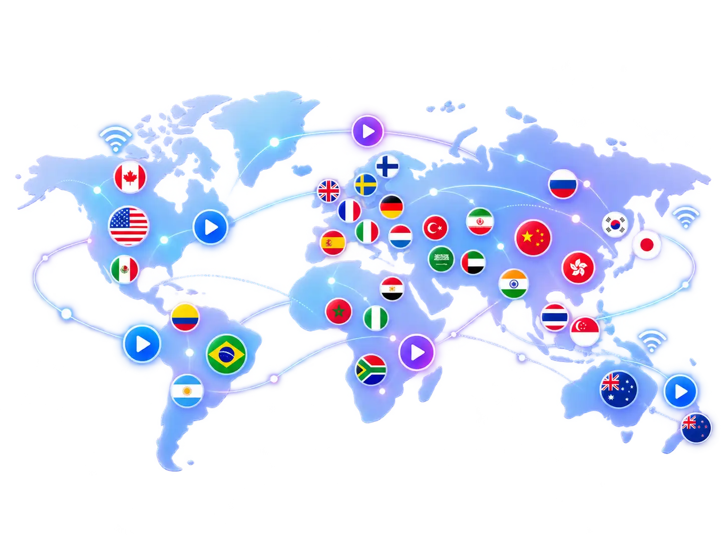 IPTV Bears world map showing international channel coverage
